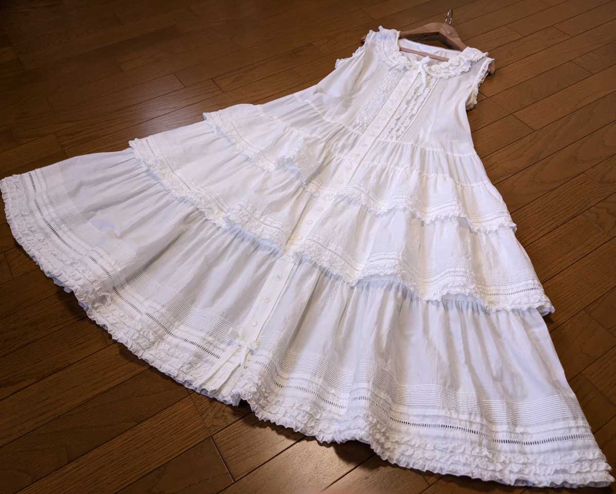 PINK HOUSE ローンフリル ワンピース オフホワイト ピンクハウス ローンフリル ワンピース 段フリル オフホワイト