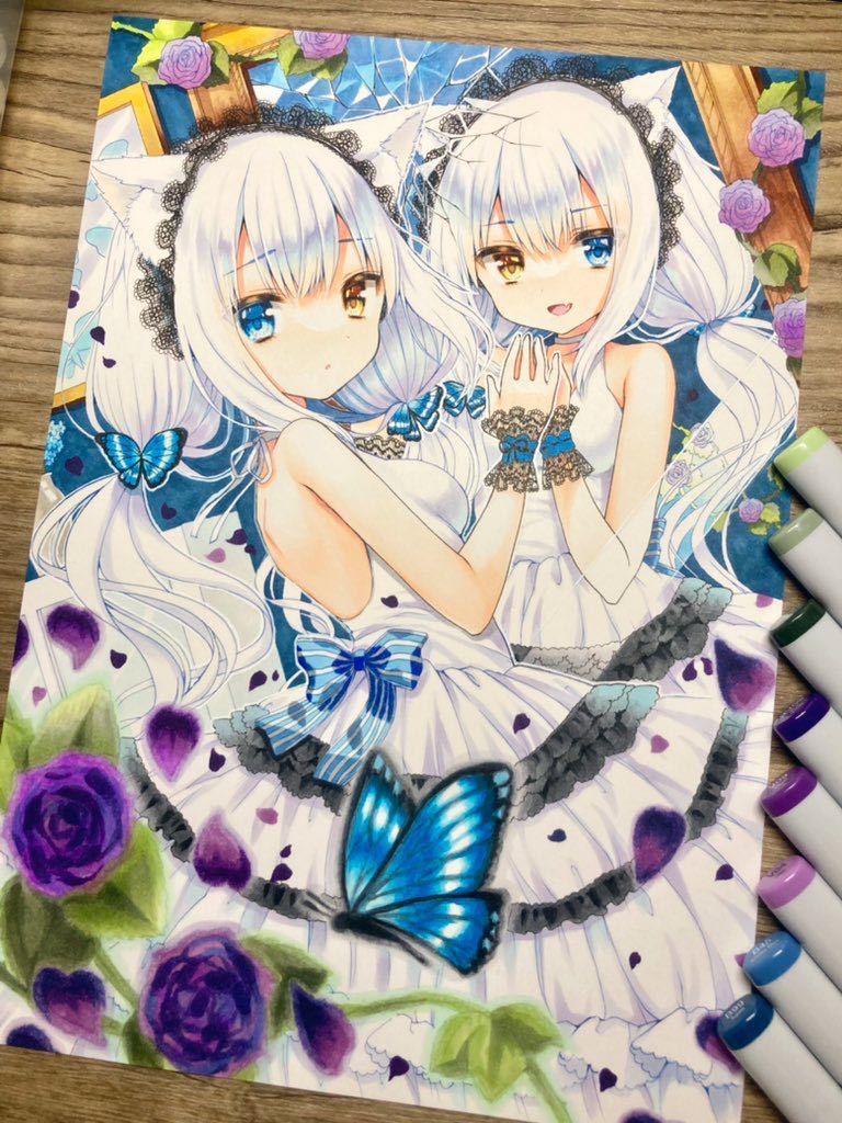 手描き オリジナルイラスト コピック 双子 【公式通販】