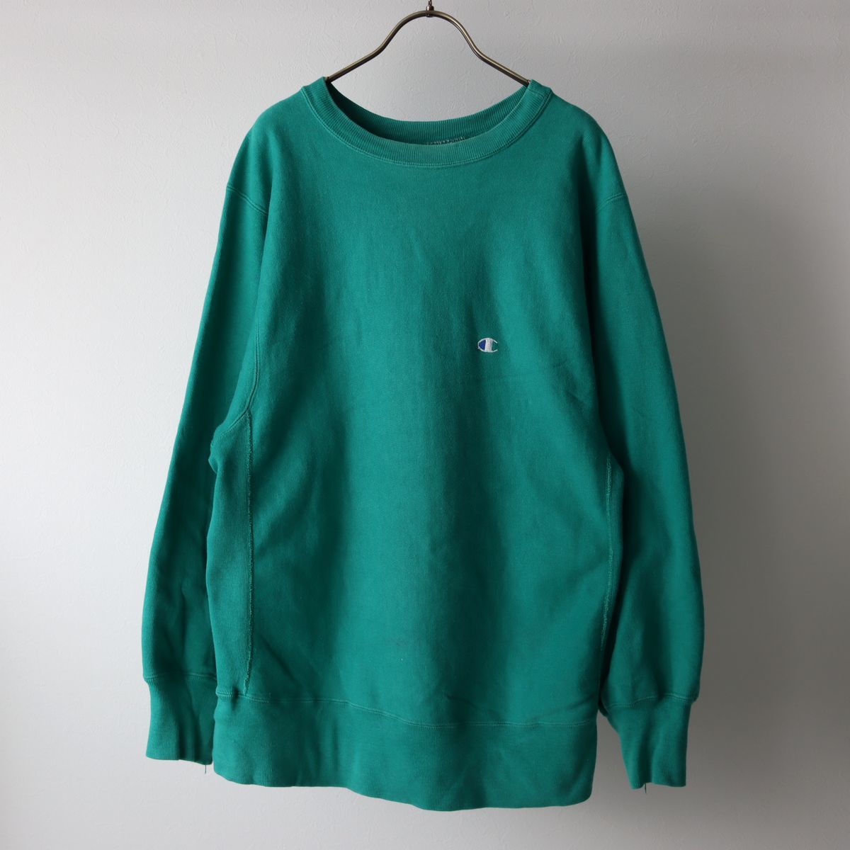 80s アメリカ製 チャンピオン リバースウィーブ グリーン ワンポイント 刺繍ロゴ L / 80s Champion reverse weave ヴィンテージ トリコタグ リバースウィーブ 80s チャンピオン 完全目なし フーディ 90s