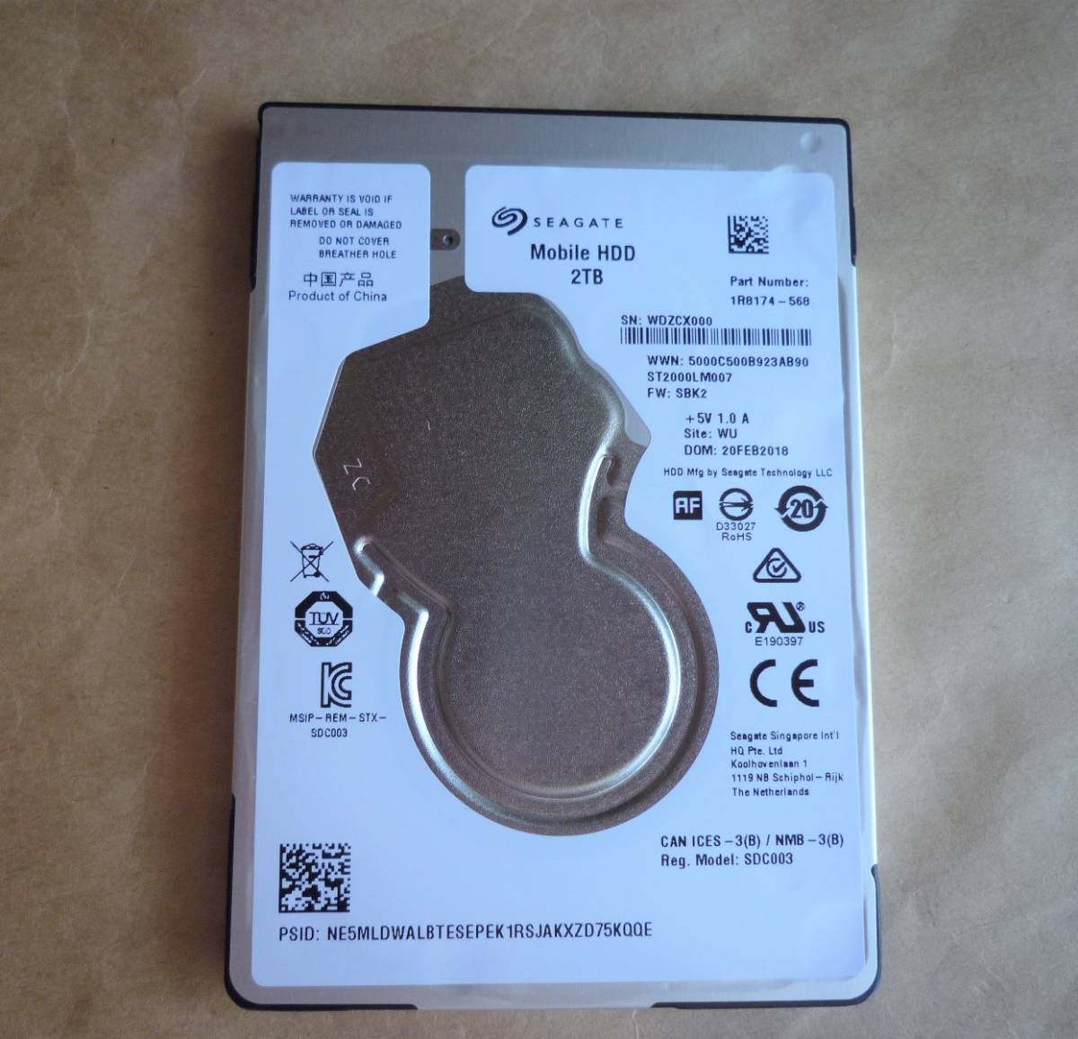 ★専用出品★ Seagate HDD 2.5インチ 2.0TB 2TB 厚み7㎜ 1104時間 ST2000LM007