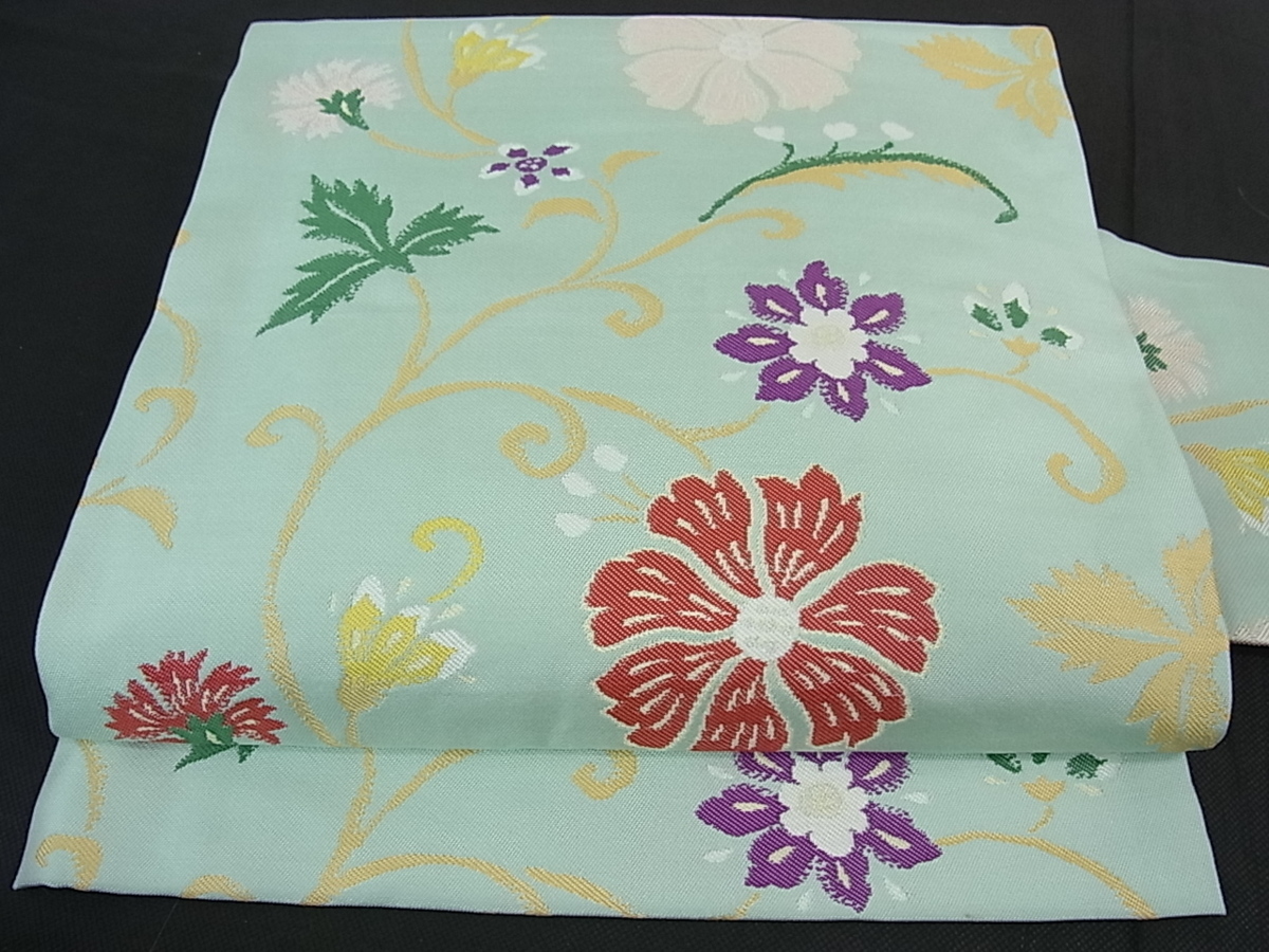 花美人着物□西陣 長谷川織物謹製 九寸名古屋帯 花唐草文 逸品 eee2662