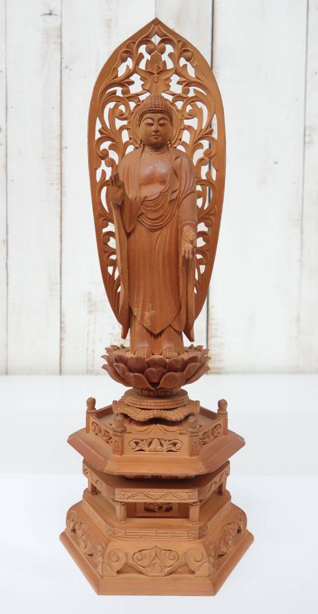 仏像木彫菩薩 【在銘 白磁観音 H465mm】寿仙 立像 菩薩像 中国 骨董 仏教