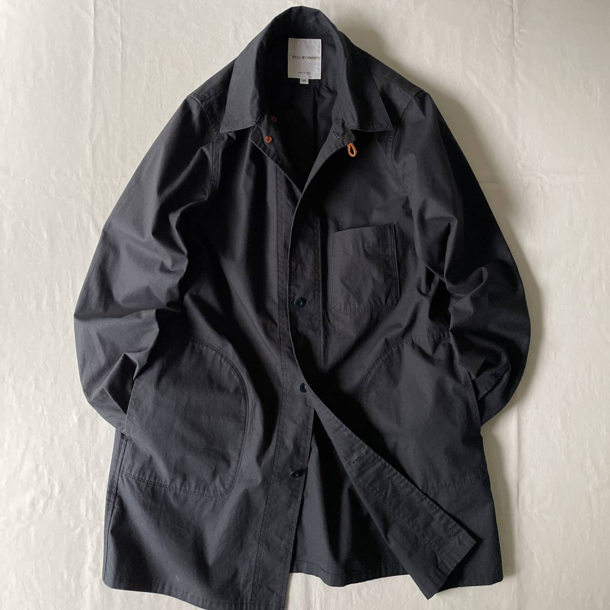 STILL BY HAND size 46 スティルバイハンド dbk2 ステンカラーコート アウター ジャケット コットン ネイビー 紺