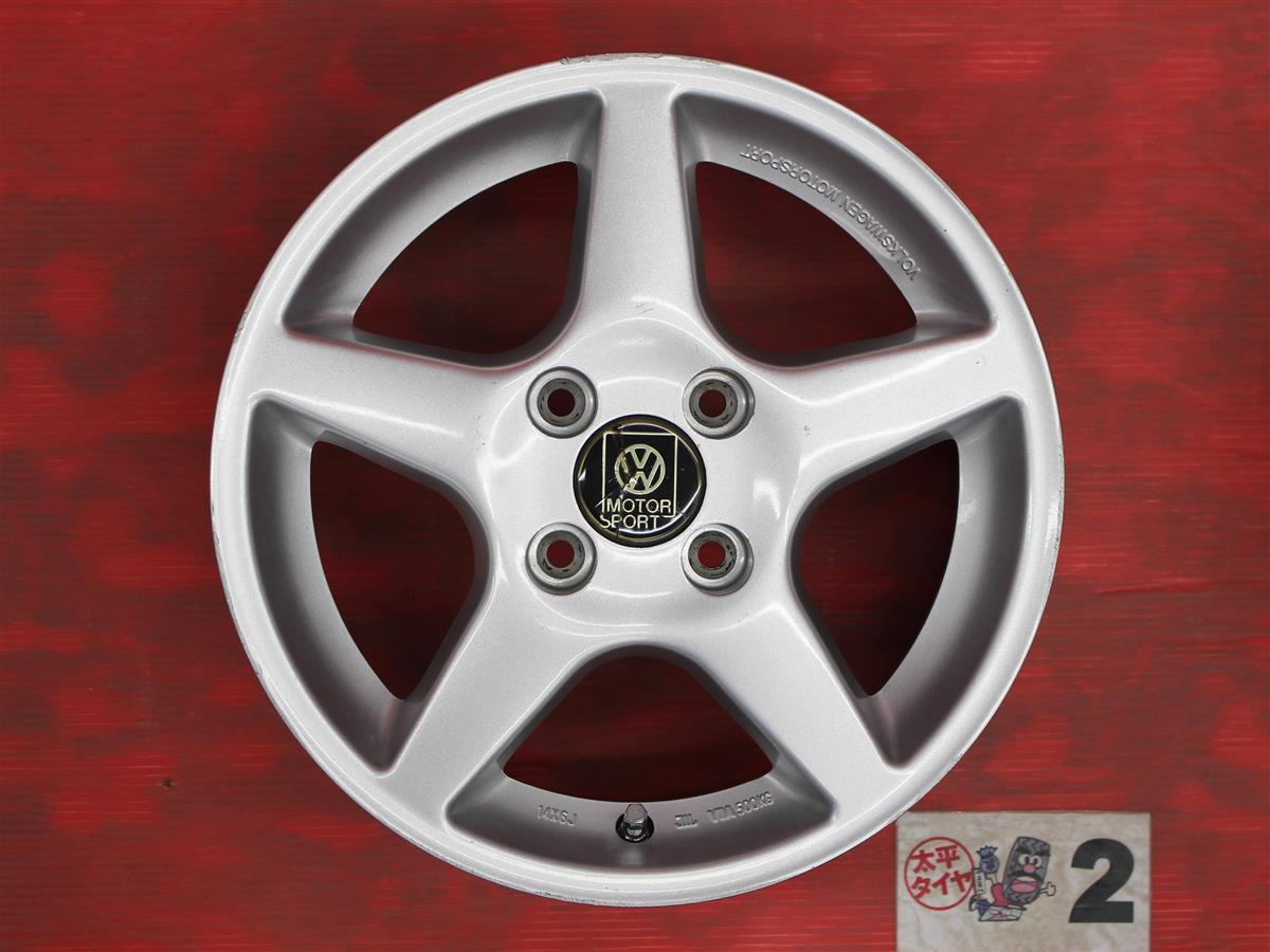 ① Volkswagen フォルクスワーゲン 純正14インチ 6J 2本セット 激安 中古 4本セット 】 フォルクスワーゲンモータースポーツ アルミ