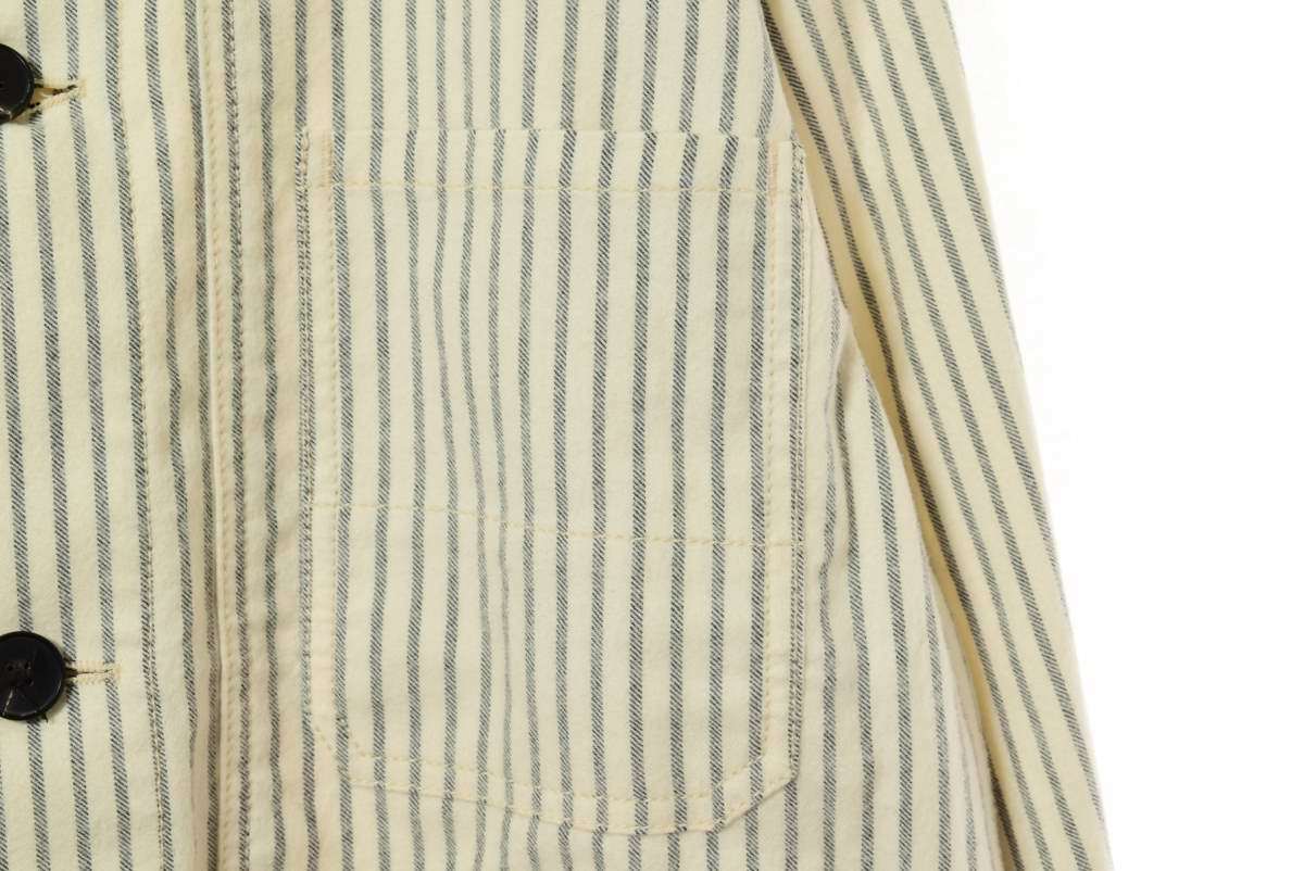 Haider Ackermann ストライプ コットン シャツジャケット XS ホワイト ハイダーアッカーマン KL4CUAKS27 HAIDER ACKERMANN Cotton Satin Side ACKERMANN(ハイダーアッカーマン)の「Haider