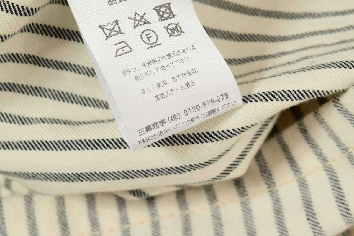 Haider Ackermann ストライプ コットン シャツジャケット XS ホワイト ハイダーアッカーマン KL4CUAKS27 HAIDER ACKERMANN Cotton Satin Side ACKERMANN(ハイダーアッカーマン)の「Haider