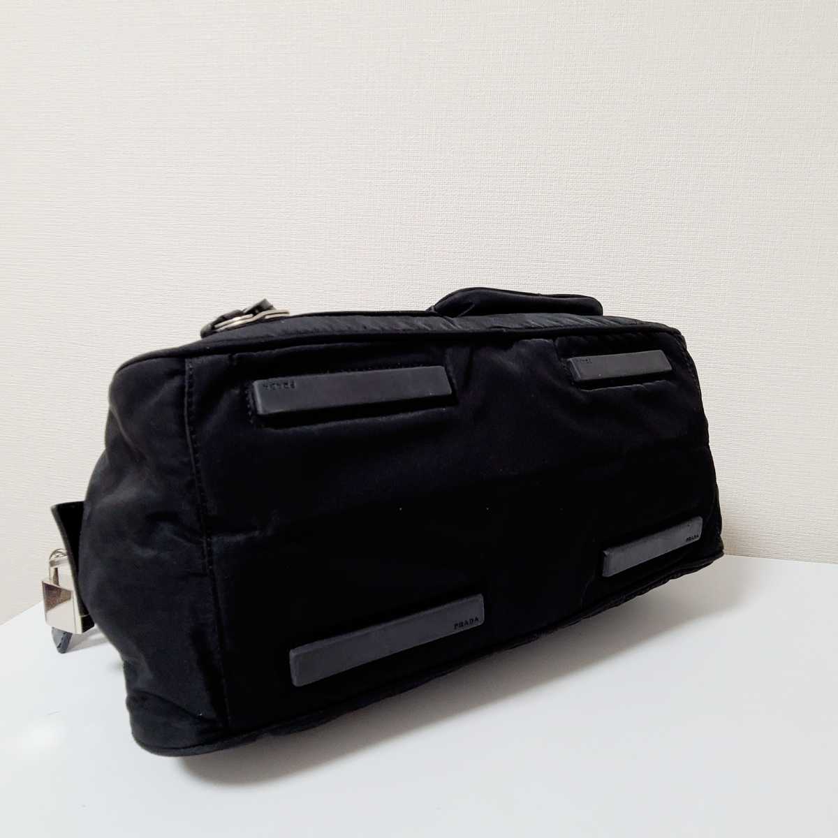 PRADA プラダ ナイロン レザー トート ハンド バッグ ミニボストン 