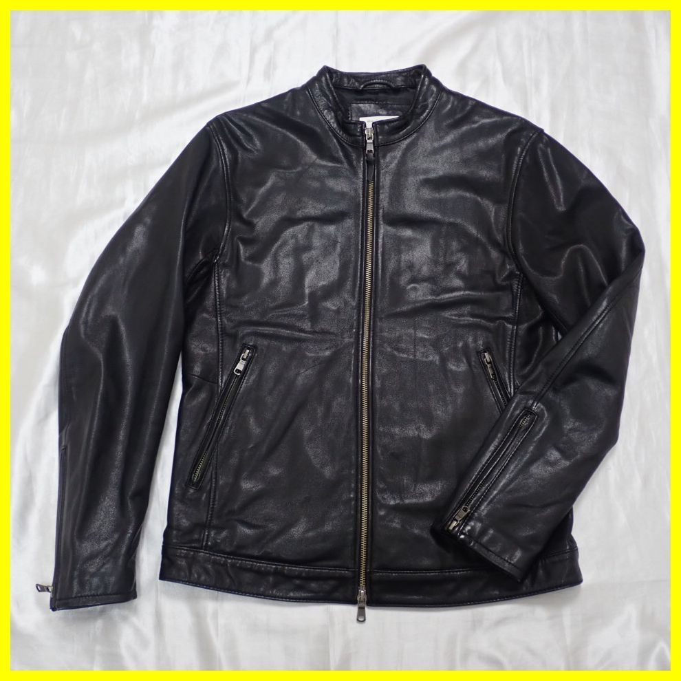 ★ビューティ&ユース ユナイテッドアローズ シングルライダース レザージャケット M/メンズS相当/ブラック/山羊革/革ジャン#1688000007