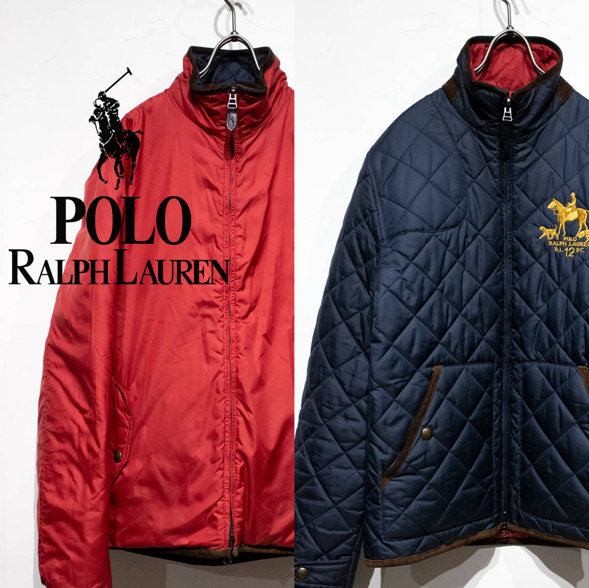 S / 90年代 POLO RALPH LAUREN ポロラルフローレン リバーシブル キルティング ハンティング ジャケット スイングトップ 中綿 レディースも Polo Ralph Lauren big the ポロシャツ