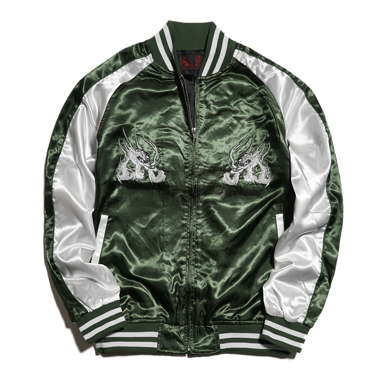 新品】スカジャン スーベニアジャケット□ XLサイズ / グリーン緑 銀龍