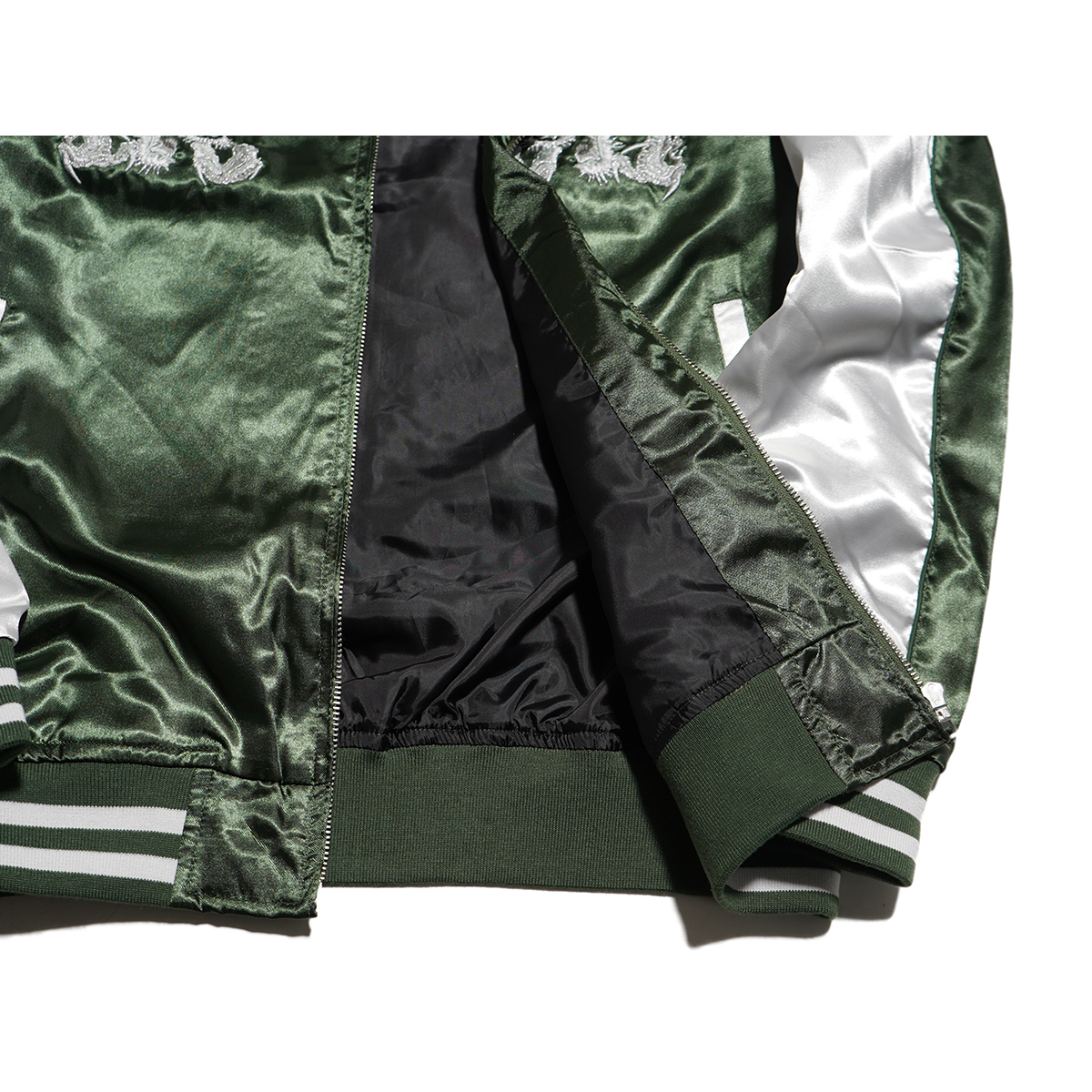 新品】スカジャン スーベニアジャケット□ XLサイズ / グリーン緑 銀龍