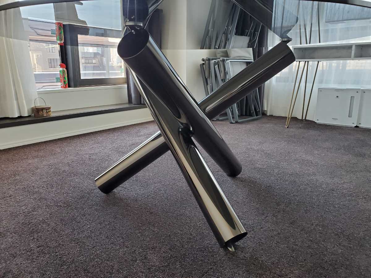 Minotti Van Dyck ダイニングテーブル ガラストップ ブラックニッケル