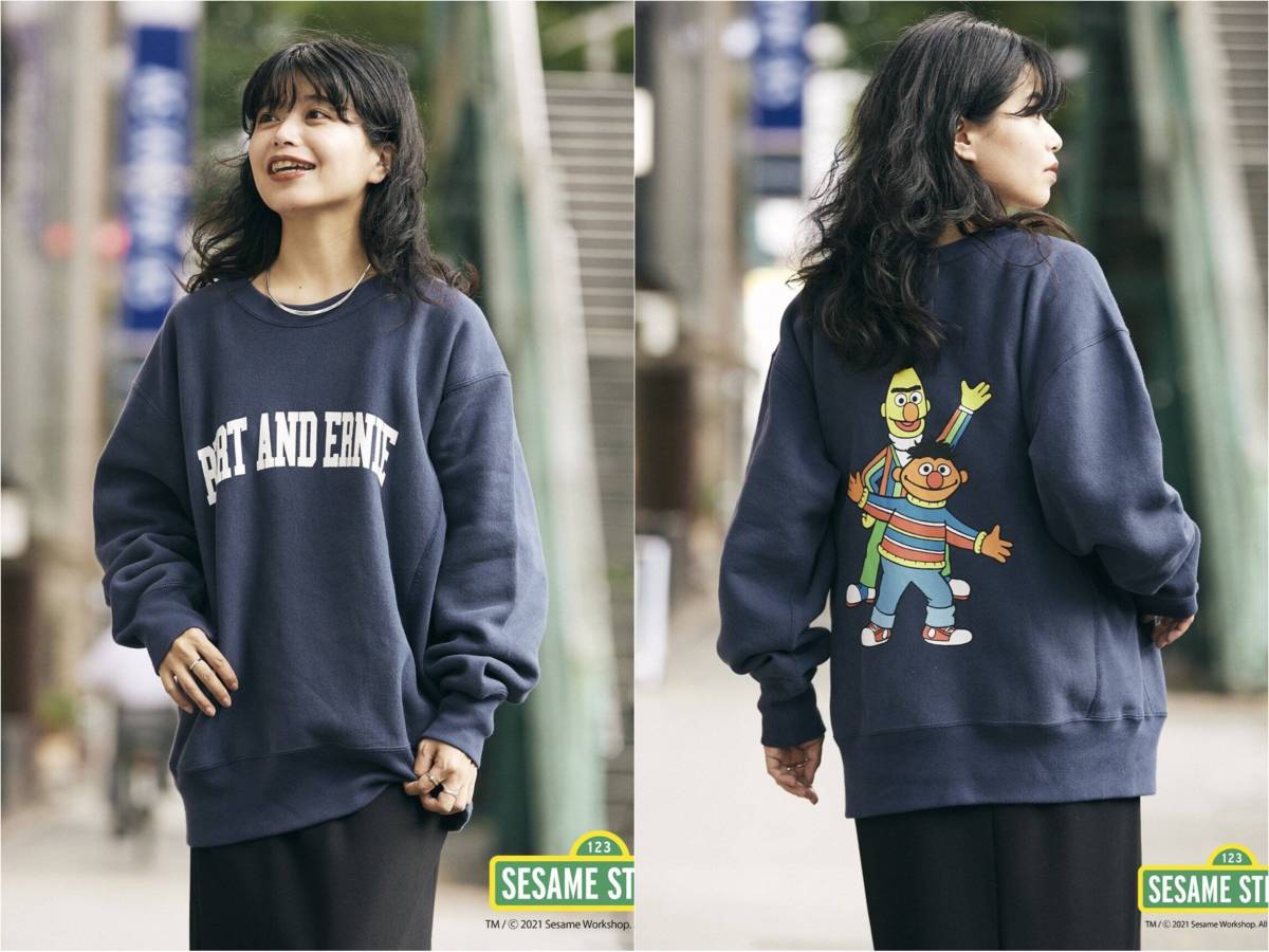 ☆【CHAMPION×セサミストリート RWクルーネックスウェットB&E/JOURNAL 