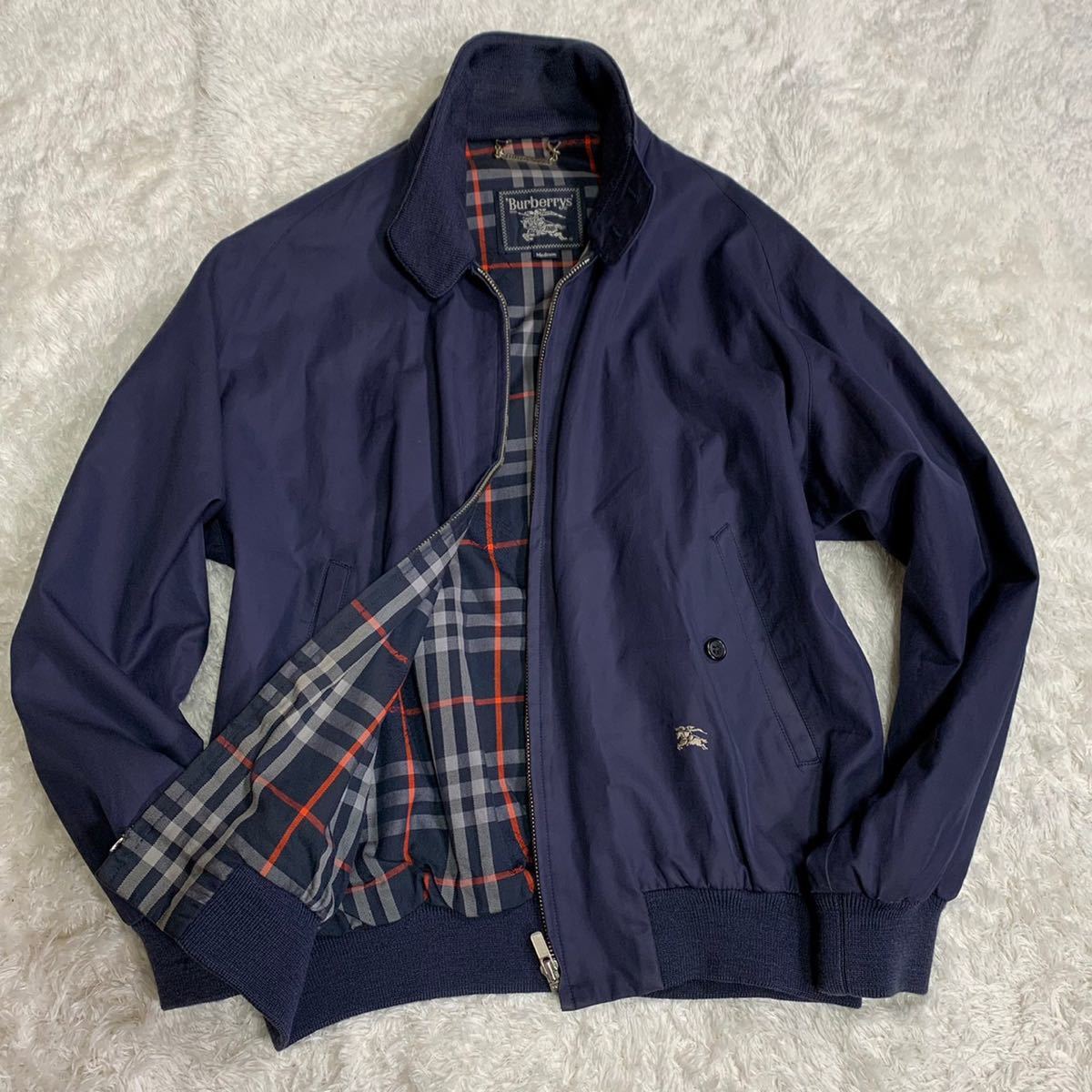 美品 バーバリーズ ジップ ブルゾン ノバチェック ネイビー M 