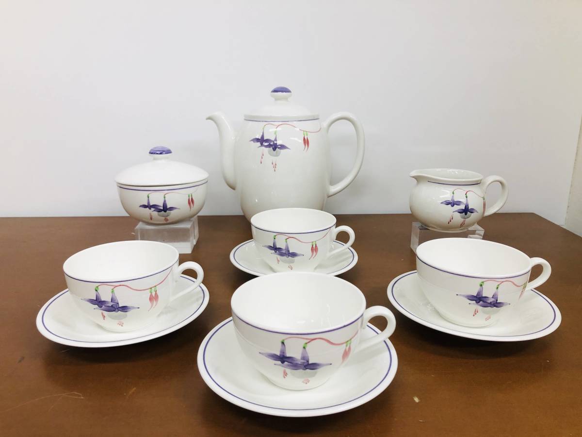 〔Tpｙ75〕洋食器　Rorstrand/ロールストランド　ティーポット/カップ/ミルクポット他　ホクシャ柄　中古品　100サイズ
