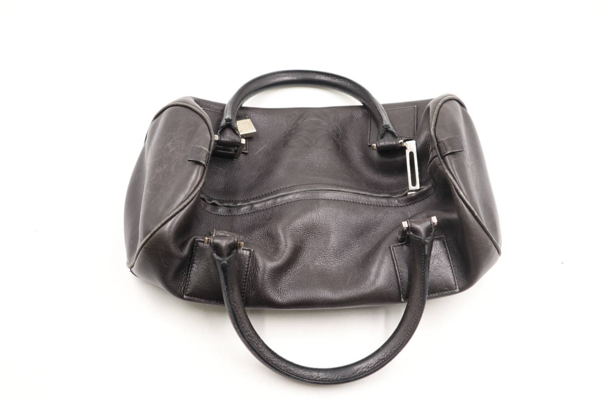 ☆LOEWE ロエベ アナグラム ハンドバッグ ミニボストンバッグ レザー 