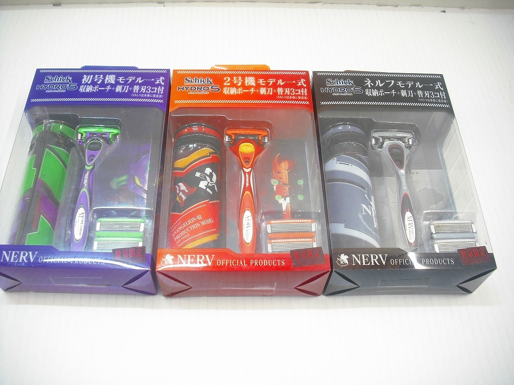 C7694★Schick×エヴァンゲリオン シック ハイドロ5 HYDRO5 エヴァモデル[収納ポーチ＋剃刃＋替刃3個付] 3箱セット【未開封】 