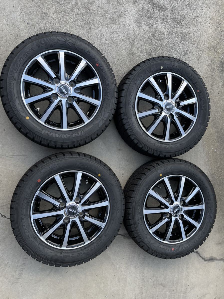 美品 155/65R13 スタッドレス　社外ホイール 4本セット　2020年 グッドイヤー バリ山 ワゴンR ラパン タント ムーヴ ミラ ライフ等