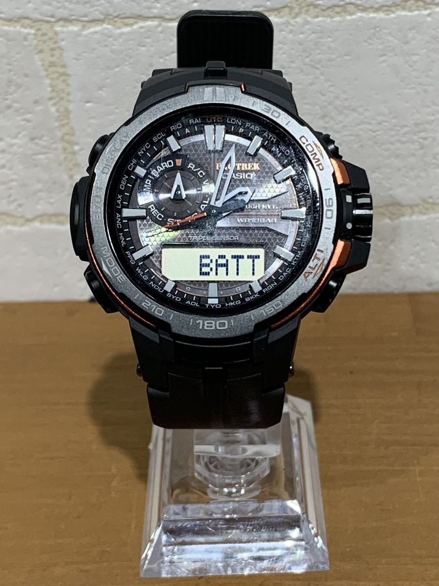 腕時計　CASIO カシオ G-SHOCK Gショック PRW-6000Yソーラー　ブラック/オレンジ　現状稼働品　中古品