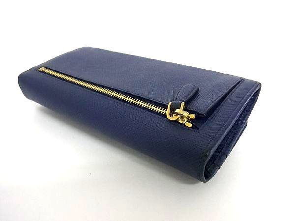 1円 PRADA プラダ レザー ゴールド金具 リボン Wホック 二つ折り 長