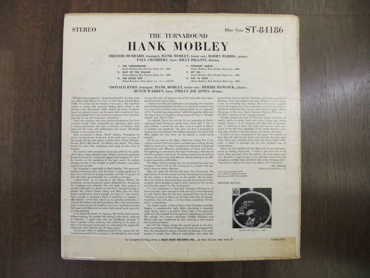 □オリジナルHank Mobley/THE TURNAROUND(Blue Note BST84186)NEW YORK