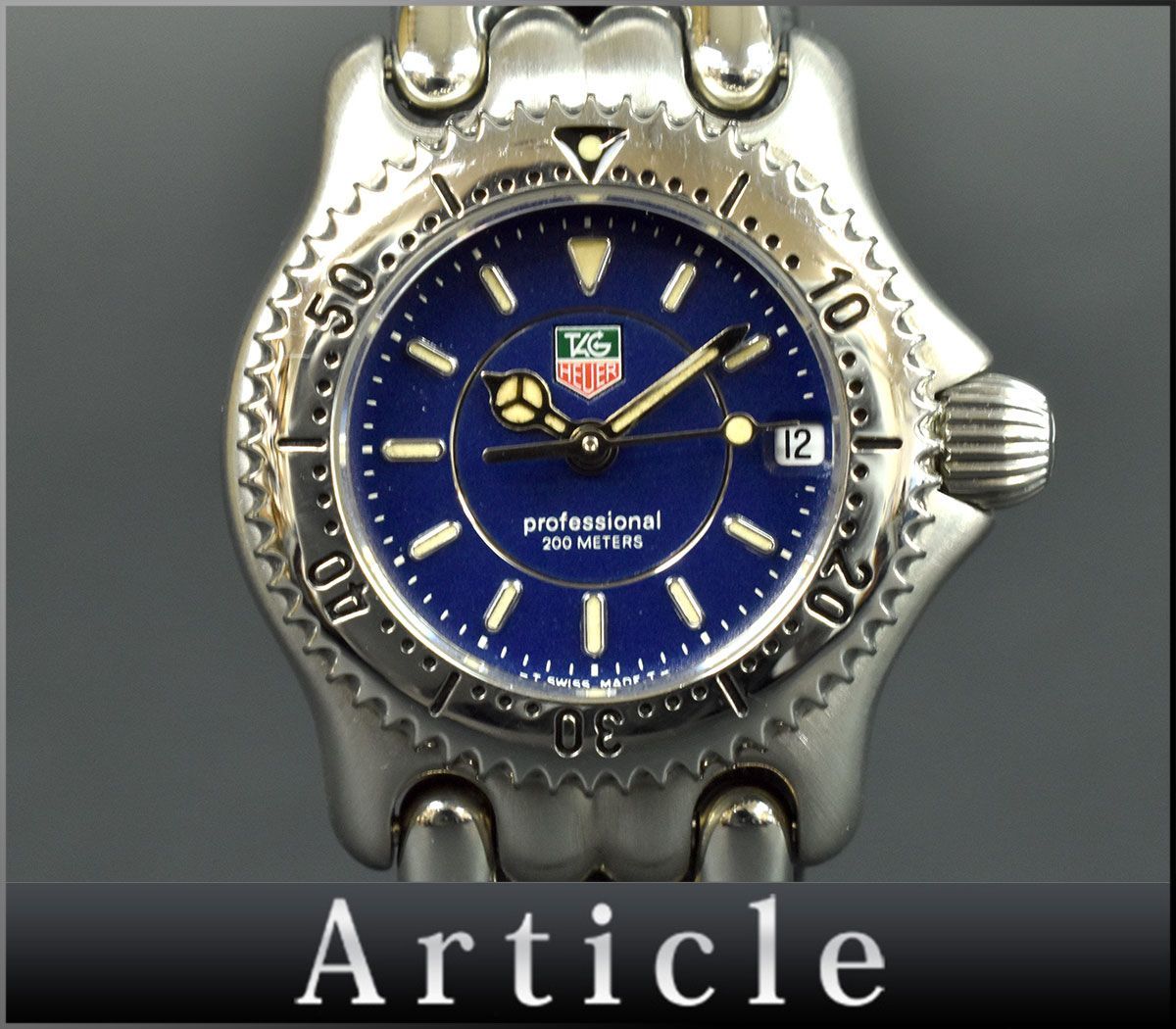 114953★美品 動作確認済 TAG Heuer タグホイヤー プロフェッショナル 200M 腕時計 デイト クォーツ WG141A SS ネイビー レディース/ D