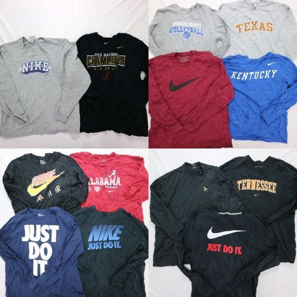 ◎NIKE ナイキ カレッジ プリント ロンT 長袖 Tシャツ (XL) 13枚セット まとめ売り 大量 古着卸 1円スタート 最落なしME8554