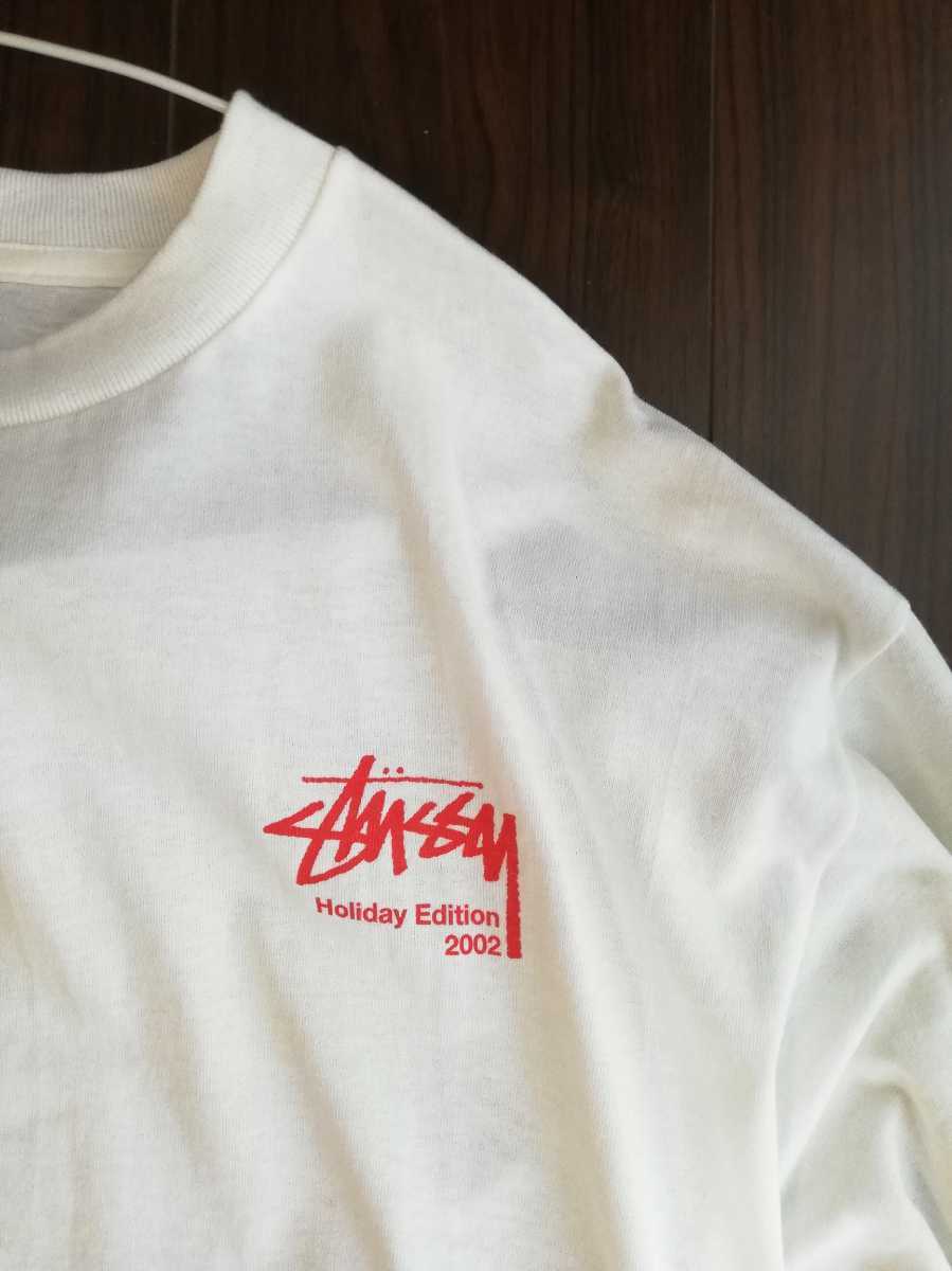 限定!! 2002 STUSSY Xmas edition ロンT Tシャツ L 白 デッドストック 