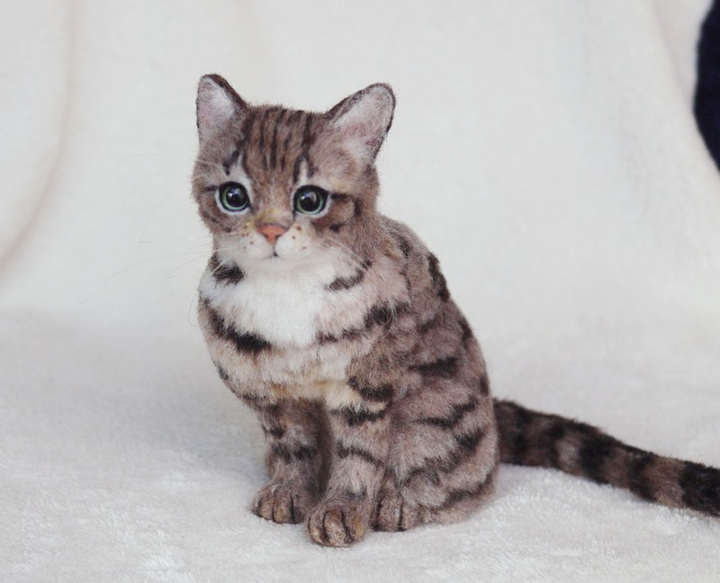キジトラ 羊毛フェルト 猫 ハンドメイド リアル 手作りキット リアル猫