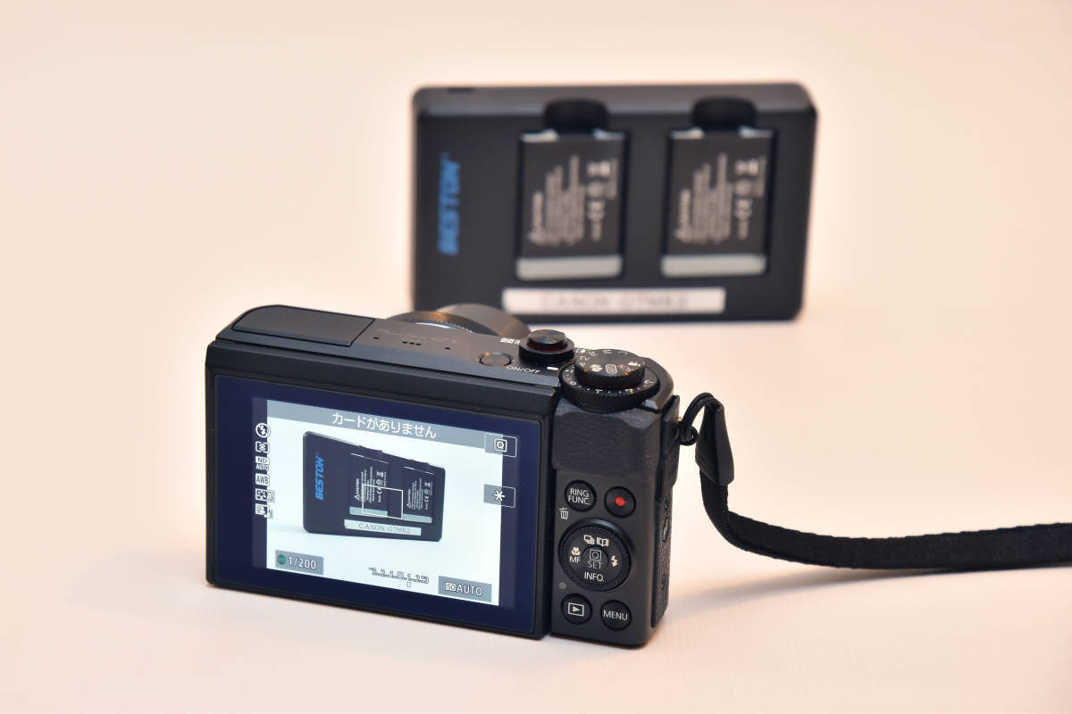 キヤノン Canon PowerShot G7 X Mark II　中古お買い得品!純正バッテリー1、互換バッテリー2、互換充電器のお得なセット! Mark X PowerShot 4K 20.2MP 30th