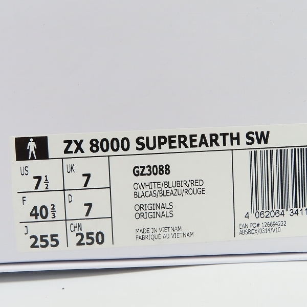adidas/アディダス ZX 8000 SUPEREARTH SW スニーカー GZ3088/25.5 /080 0 adidas ZX White&frasl;Blue&frasl;Red GZ3088 SW&frasl;ローカットスニーカー