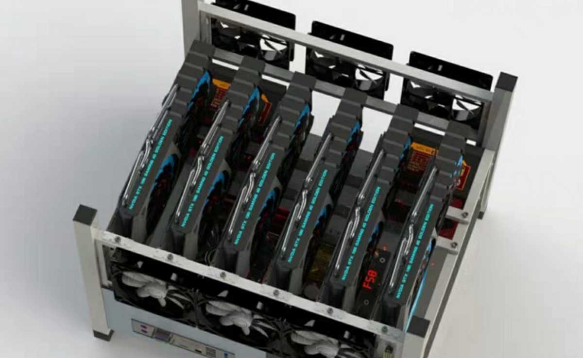 組立済】マイニングフレーム 6GPU 6ファン 起動スイッチ付き
