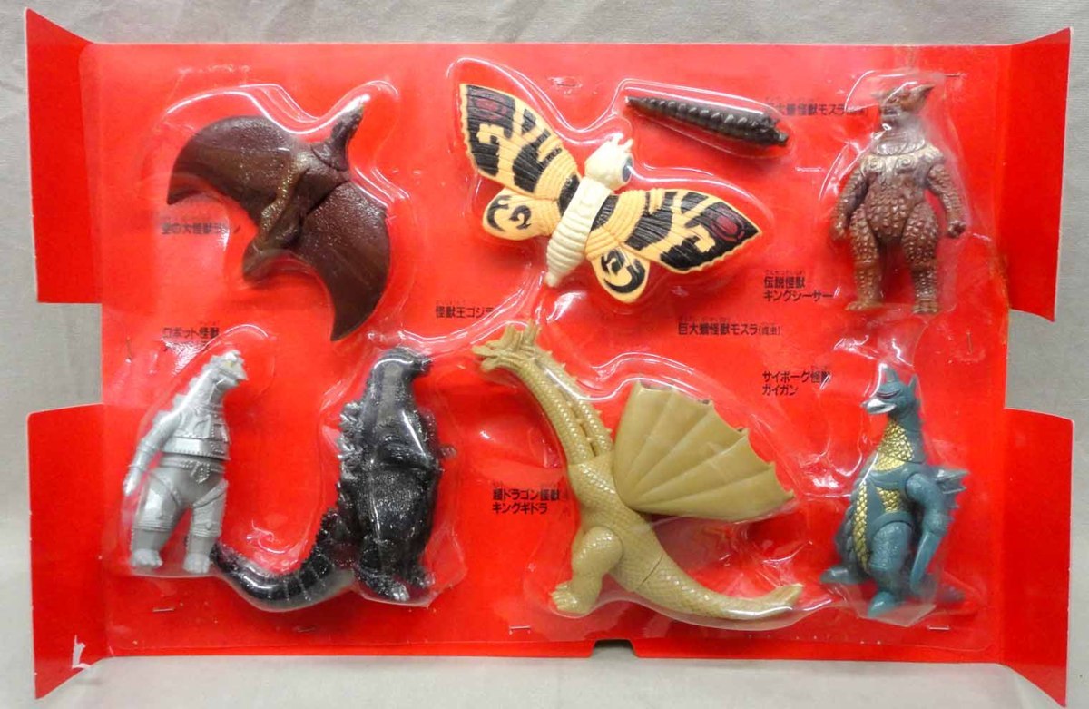 ゴジラ怪獣快進撃 ミニソフビ 8体セット 開封 キングギドラ 飛行ラドン 