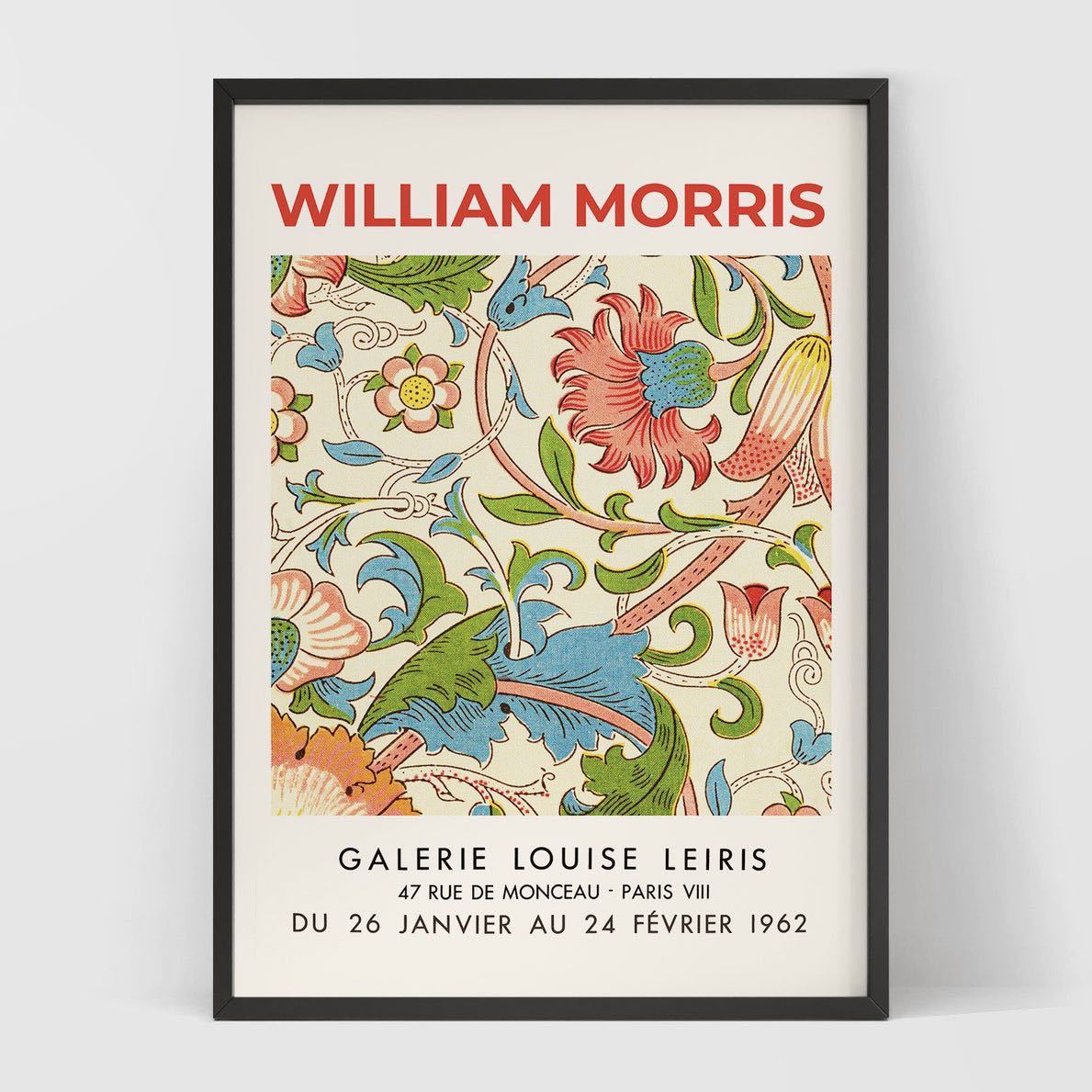 William Morris ウィリアム・モリス 展示会ポスター アートポスター モダンアート ビンテージポスター 海外アート 花 フラワー  当店ではに額装はしておりませんで アートポスター サラ・モリス エキシビジョンポスター