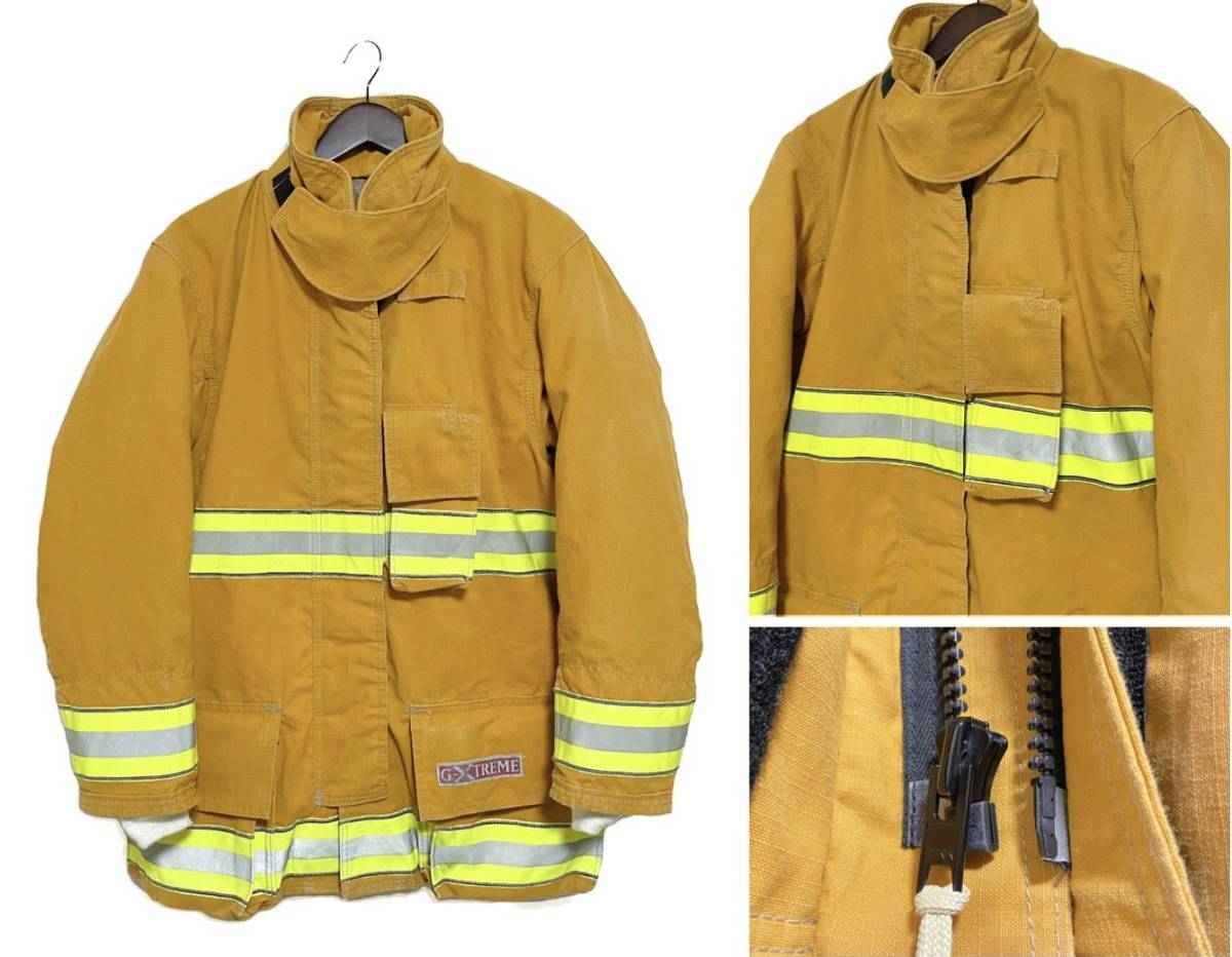 希少 アメリカ 消防 G XTREME ファイヤーマンジャケット 40 消防服 リフレクター Globe fire fighter suit 米軍 アウトドア スノボー