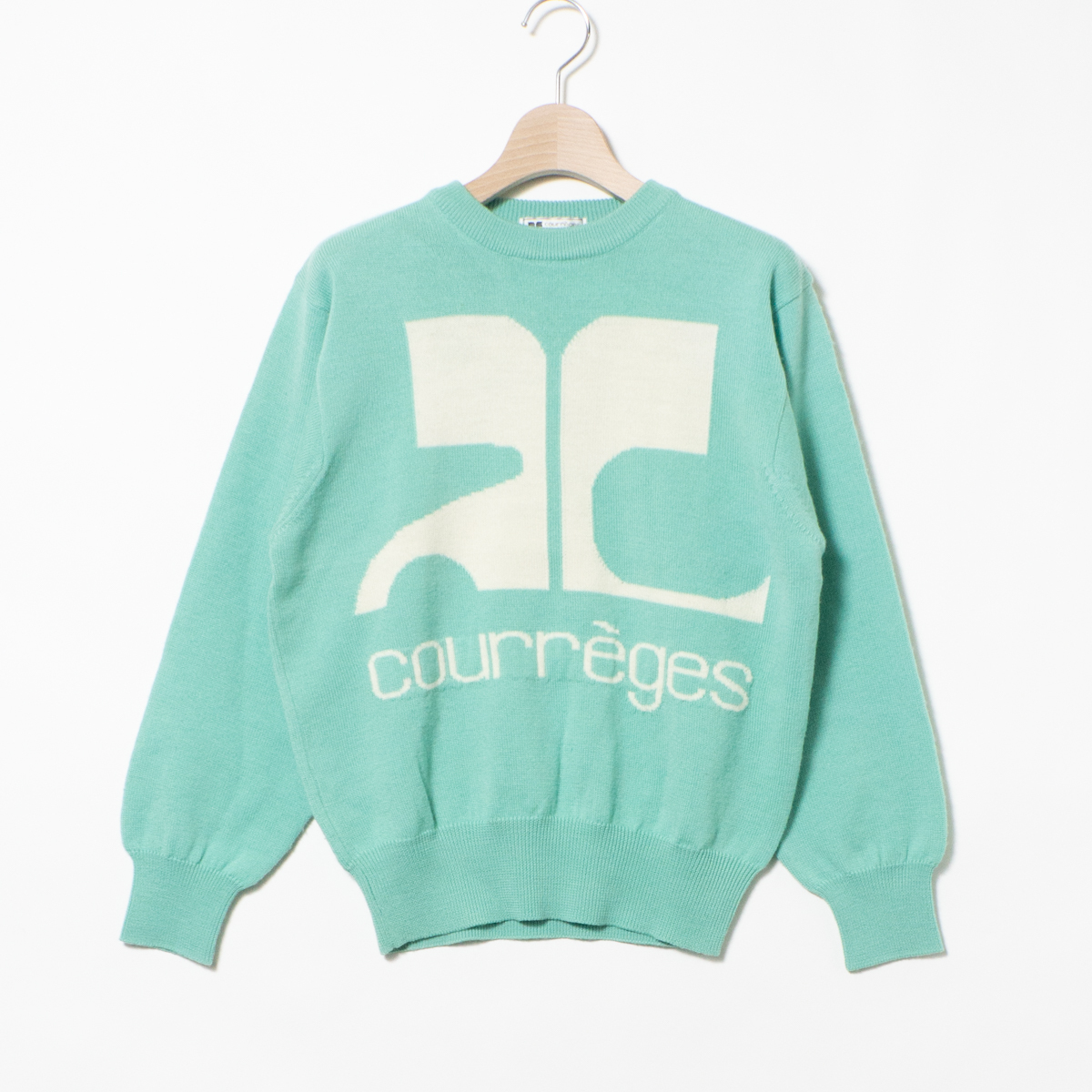 Courreges クレージュ ロゴニットトップス 長袖セーター ミント 