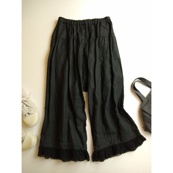 21SS nest Robe ネストローブ リネン ペチ コート パンツ 裾 レース 黒 ブラック(Mサイズ)｜売買されたオークション情報、yahooの商品情報をアーカイブ公開 - オークファン Mサイズ