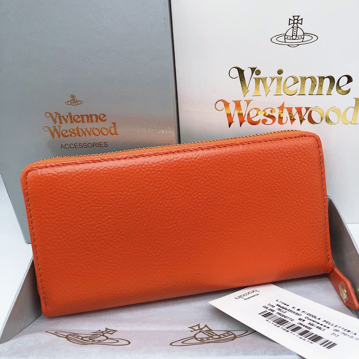 新品・未使用】Vivienne Westwood 長財布 マルチカラー オレンジ 箱 
