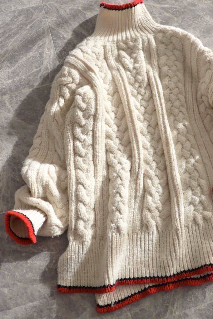 ZARA ハイネック ケーブルニット ホワイト Mサイズ ZARA - 新品 ZARA ビジュー付きケーブルニットセーター Lサイズの通販
