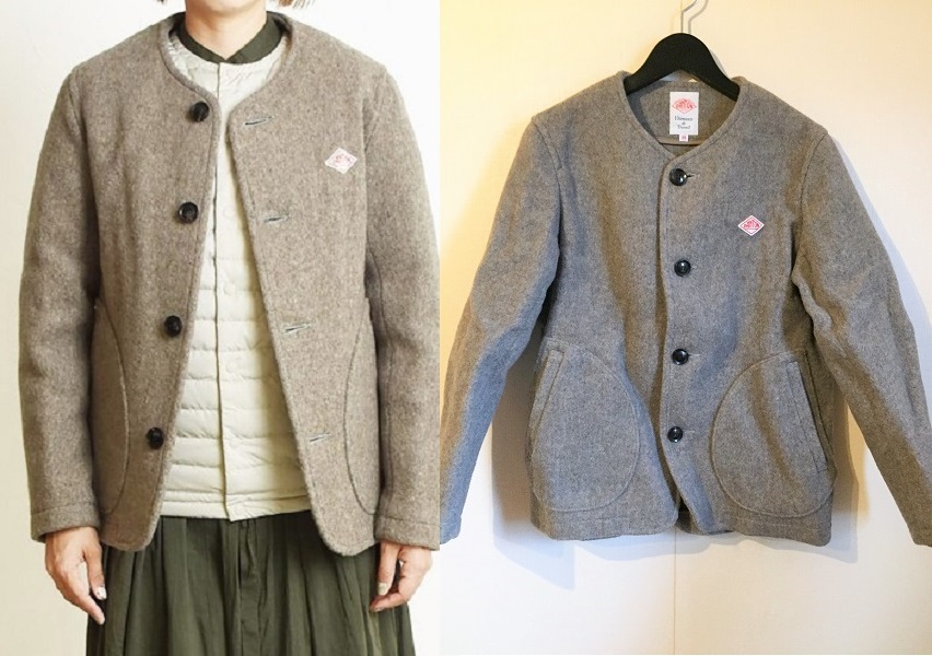  極 DANTON ダントン 20AW ウールモッサ カラーレス シングルジャケット ブルゾン 38 ヘザーベージュ ノーカラー ショートコート(ジャケット、上着)｜売買されたオークション情報、yahooの商品情 その他