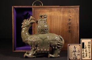青磁 神獣装飾 香炉 元明時代 幅約11.9cm 青磁 香炉のYahoo