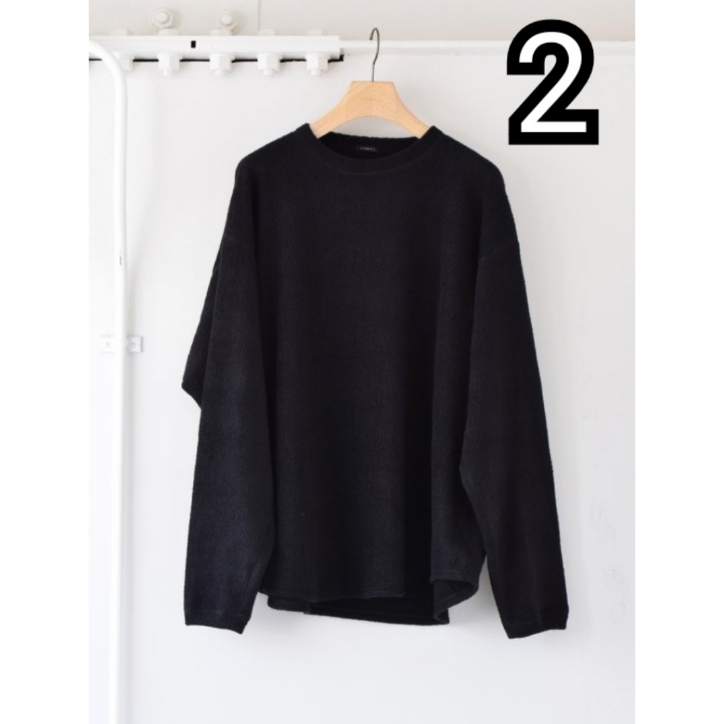 新品□21AW COMOLI シルクフリース長袖クルー 2 NAVY ネイビー BEAMS 