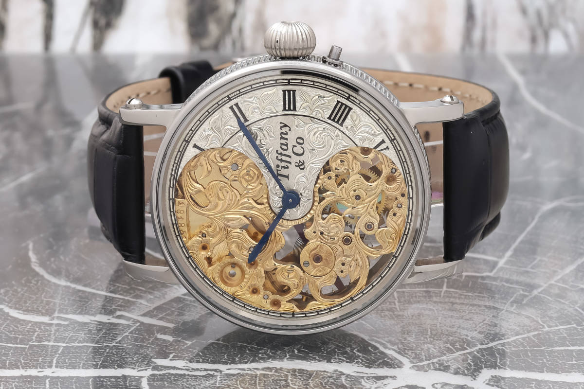 TIFFANY&Co. ティファニー PATEK PHILIPPE パテック フィリップ Wネーム 激レア 腕時計 美品 手巻き 機械式 一点モノ ビッグサイズ _3