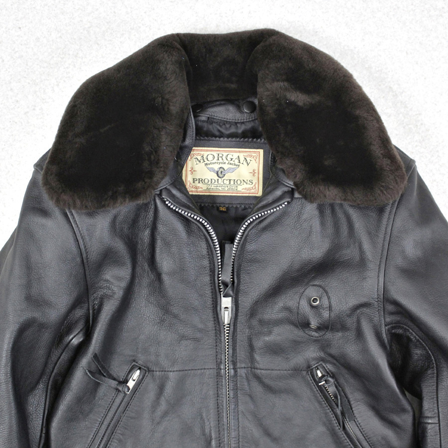 極美品 中田商店 MORGAN PRODUCTIONS モーガン ムートンボア襟付き  