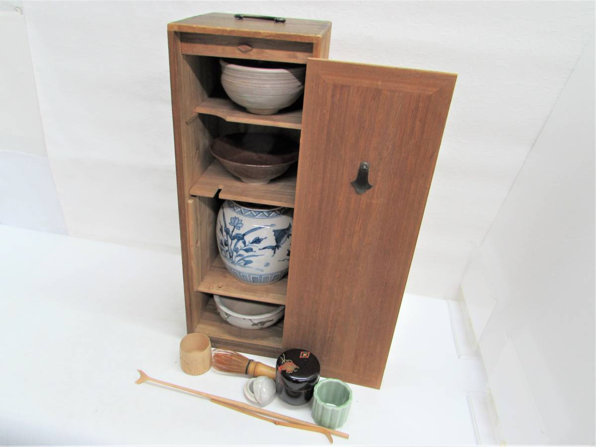 水指 棗 建水 茶碗 茶道具セット 茶筅 柄杓 短冊箱入り 10点 茶匙 蓋