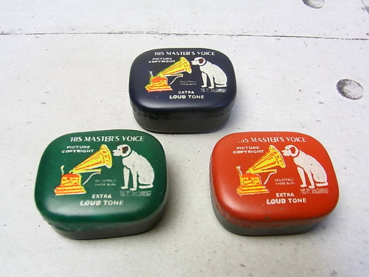 蓄音機用HIS MASTER'S VOICE 竹針NEEDLES CUTTER HIS MASTERS VOICE / GRAMOPHONE NEEDLES 蓄音機交換針 3缶セット/各