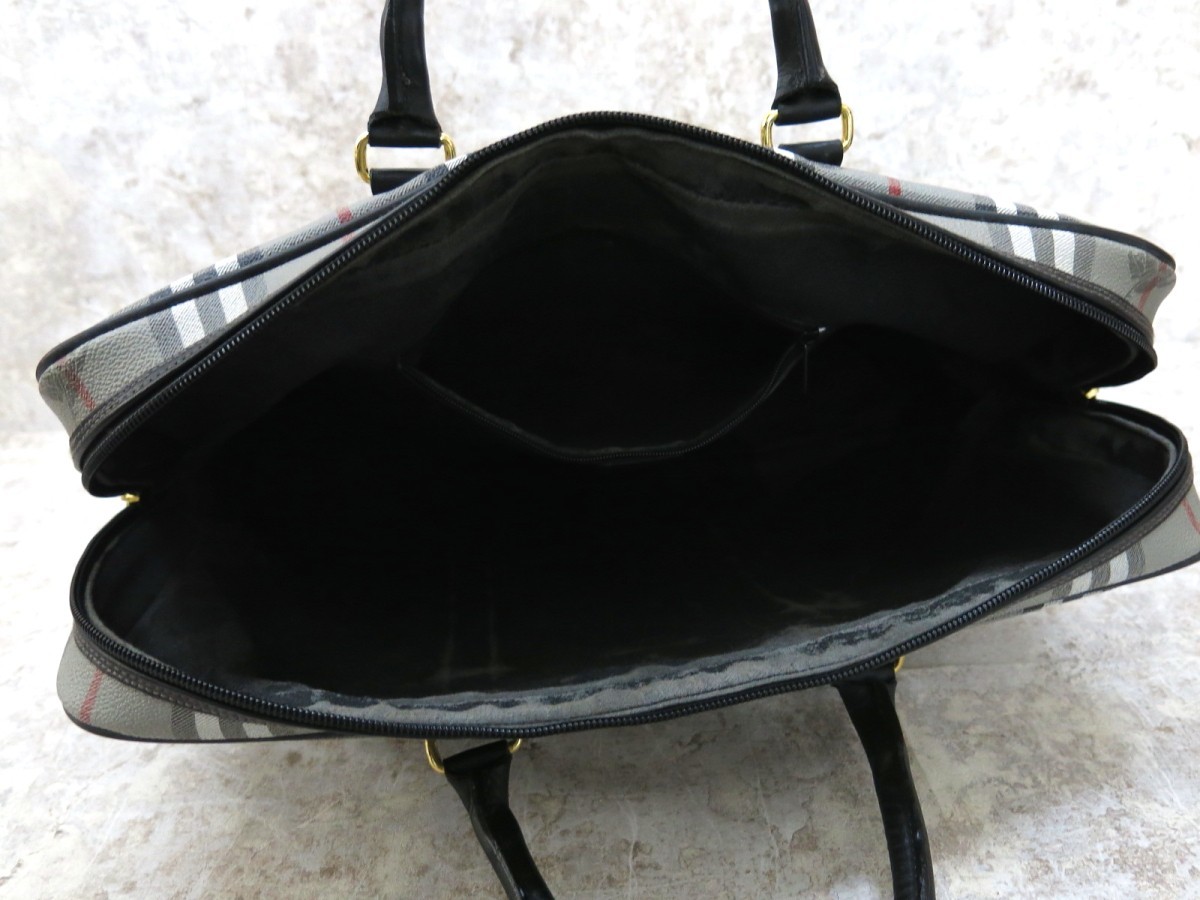 ⭐️希少⭐️ バーバリー ブリーフケース ノバチェック PVC A4収納可 □BURBERRY バーバリー□メンズ□ノバチェック□PVC カーフ レザー 本