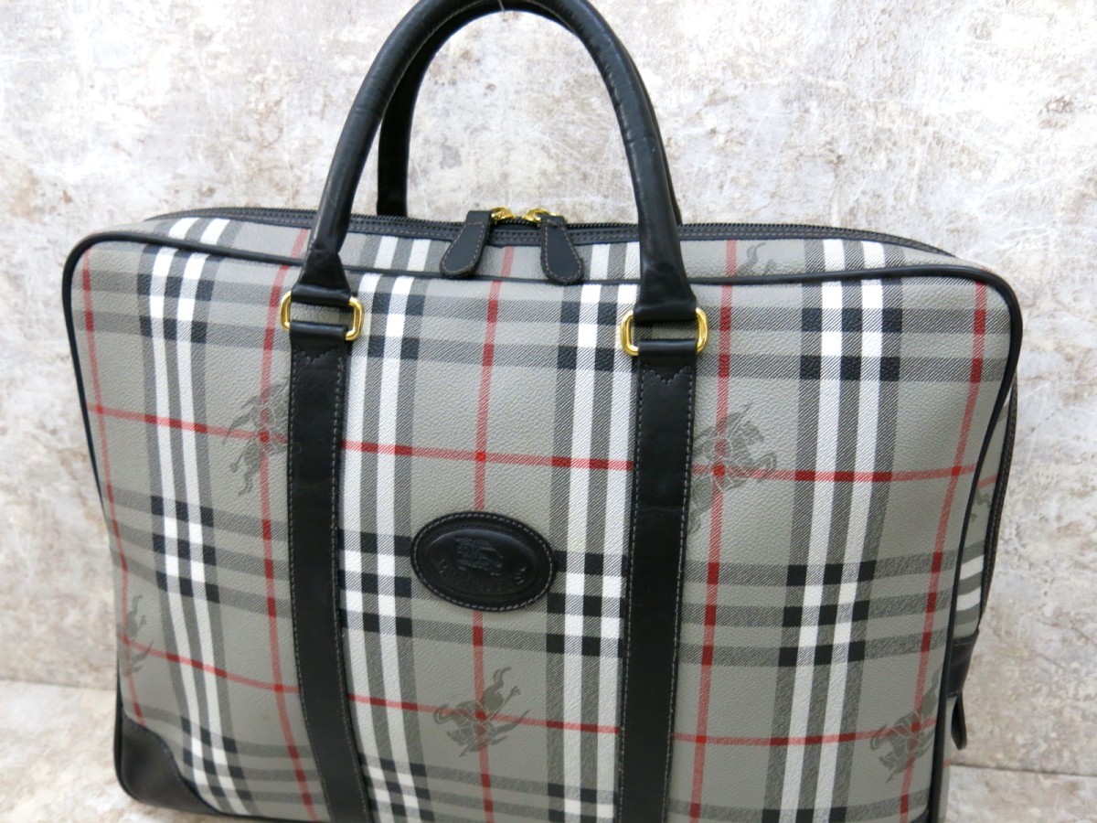□BURBERRY バーバリー□メンズ□ノバチェック□PVC カーフ レザー 本