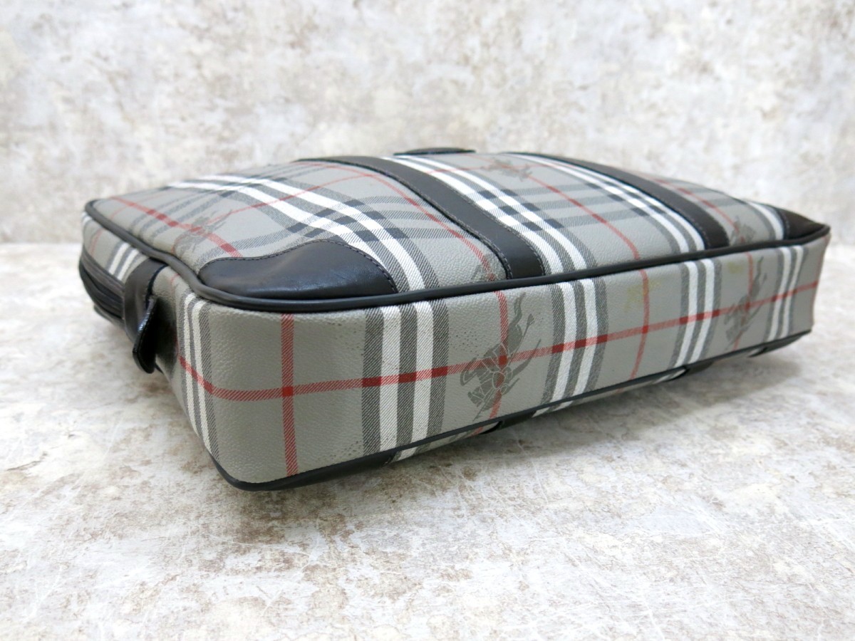 ⭐️希少⭐️ バーバリー ブリーフケース ノバチェック PVC A4収納可 □BURBERRY バーバリー□メンズ□ノバチェック□PVC カーフ レザー 本