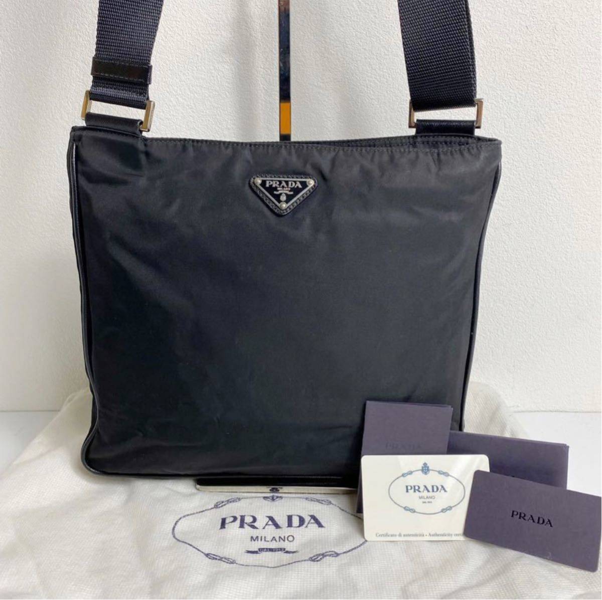1円【極美品】白タグ 確実正規 付属品完品 PRADA プラダ ショルダー 